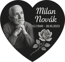 Gravírovaná epitafná doska srdce čierna žula