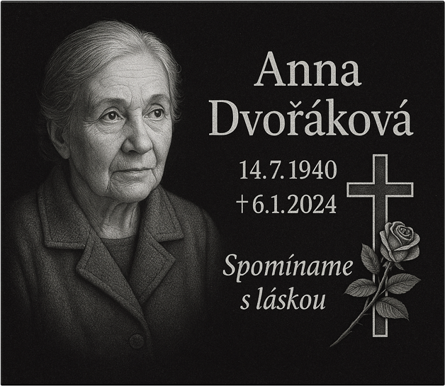 Epitafní gravírovaná deska černá žula