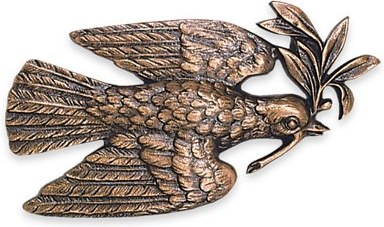 Bronze-Taube mit Olivenkranz für Grabmal, 10×20 cm