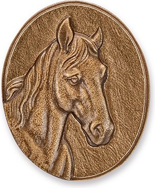Bronzová hlava koně na náhrobek, 9,5×8 cm