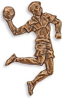 Bronze-Relief Handballspieler für Grabmal, 9×6 cm