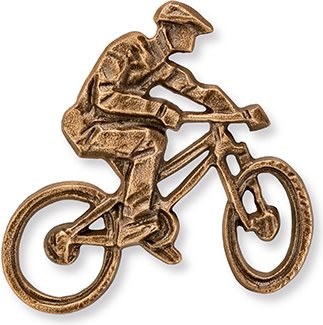 Bronzový reliéf cyklisty na horském kole, 7×7,5 cm
