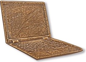 Bronzová reliéfna dekorácia Laptop na náhrobok, 6×7,5 cm