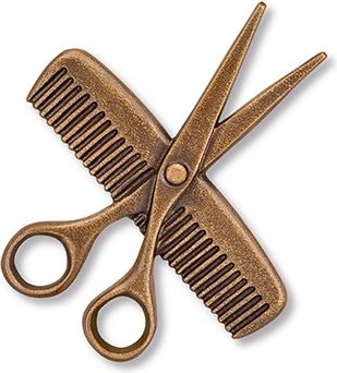Bronze-Relief Friseur für Grabmal, 8×7,5 cm