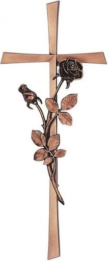 [ST-SK-20064] Grabkreuz Revant mit Rose, Bronze, 40×15 cm