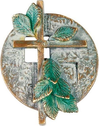 [ST-SK-20379] Bronze-Kreuz mit Kristall für Grabmal, 8×7 cm
