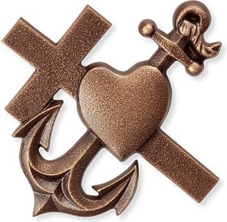 [ST-SK-20428] Bronze-Relief Glaube, Liebe, Hoffnung für Grabmal, 8×8 cm