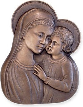 Bronzová Madona s dieťaťom na náhrobok, 16×12 cm
