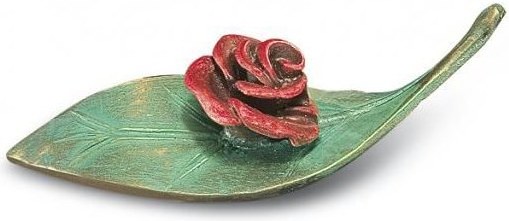 Bronzová růže na listě, 4×13 cm