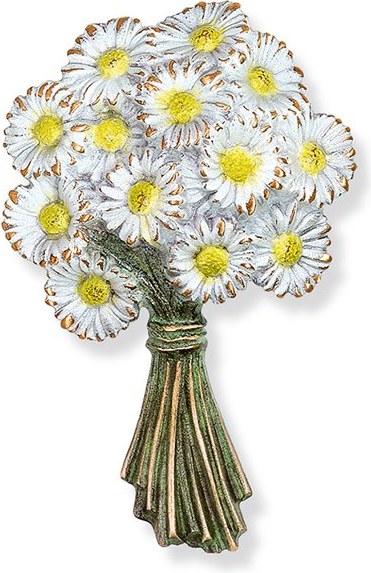 Bronze-Blumenstrauß Gänseblümchen für Grabmal, 14×9 cm