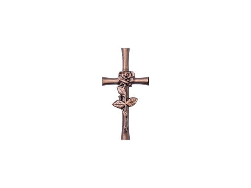 [ST-SK-20888] Grabkreuz mit Rose, Bronze, 12×6 cm oder 20×10 cm