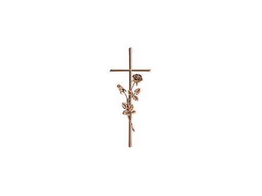 [ST-SK-20956] Náhrobní kříž Meandra s růží, bronz, 40×15 cm