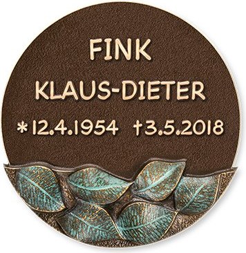 [ST-SK-31125] Bronzový náhrobný štítok s motívom listov, priemer 16 cm