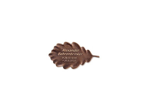 [ST-SK-31527] Bronzový náhrobní štítek s motivem dubu, 12×21 cm