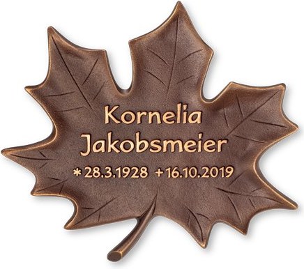 [ST-SK-31541] Bronzová deska s motivem javoru na náhrobek, 18×20 cm