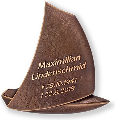 [ST-SK-31545] Bronzová deska s motivem plachetnice na náhrobek, 17×16 cm
