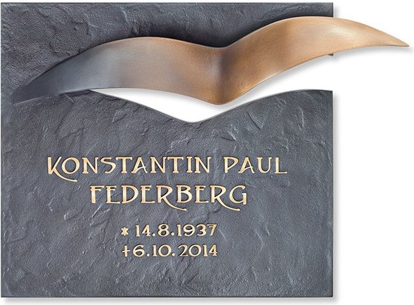 Bronze-Platte mit Vogelmotiv für Grabmal, 29×37 cm