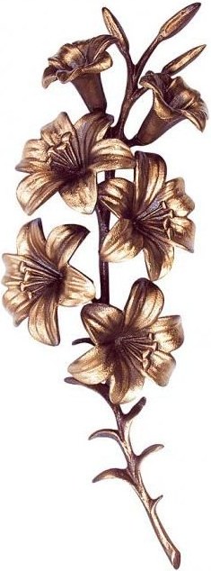 Bronzová ľalia na náhrobok, 38×13 cm