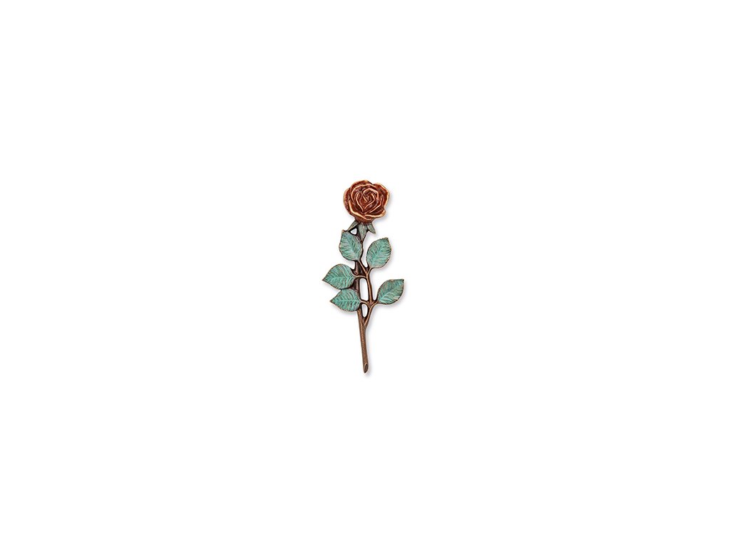 Bronzová růže na náhrobek, 12×5 cm nebo 20×8,5 cm