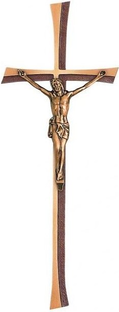 Náhrobní kříž Kontura s Kristem, bronz, 35–50 cm