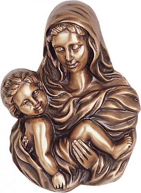 Bronzová Madona s dieťaťom na náhrobok, 22×16 cm