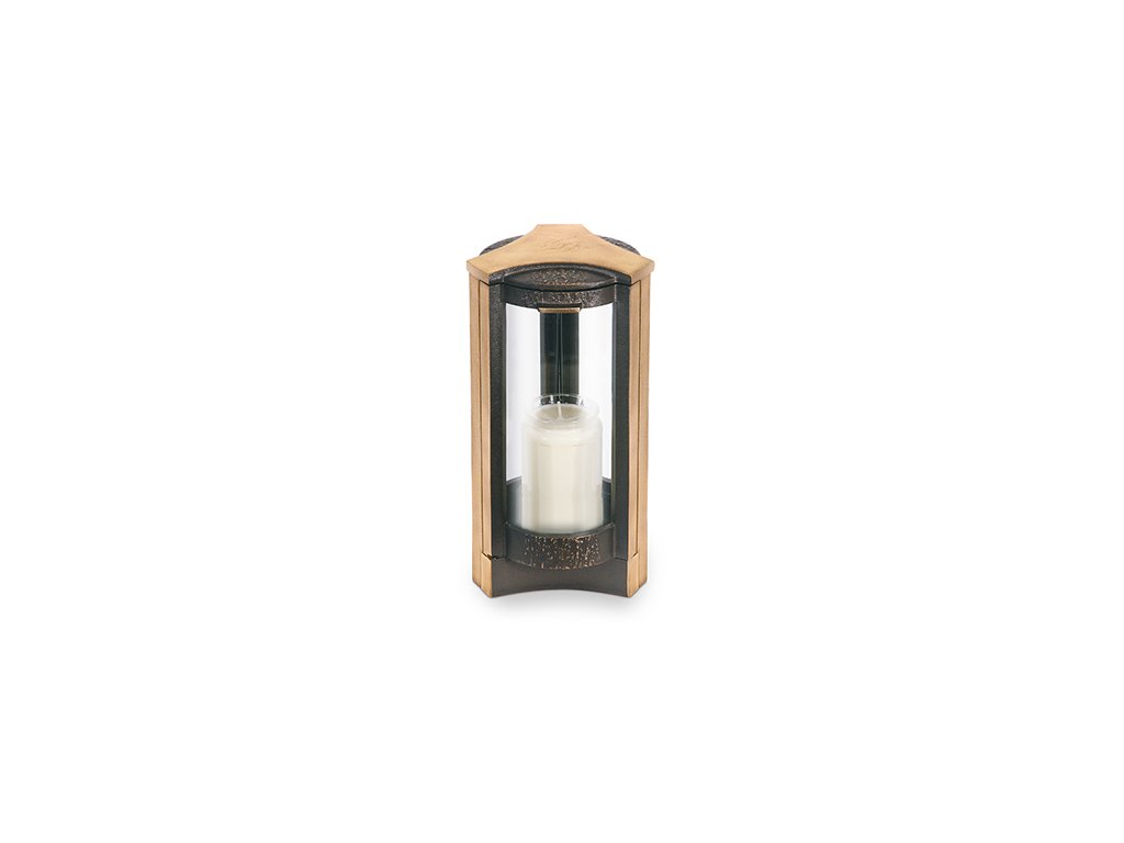 Lucerna z bronzu a hliníka, 26×13×13 cm