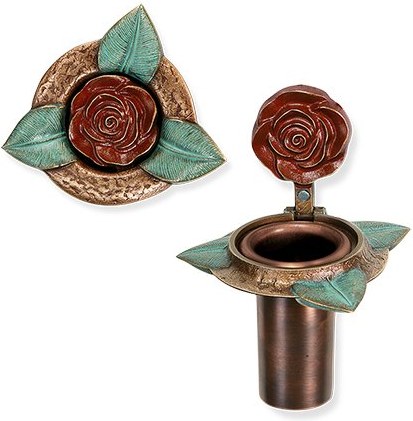 [ST-SK-53177] Bronze klappbare Vase für Grabmal Rose, 16×12×11 cm