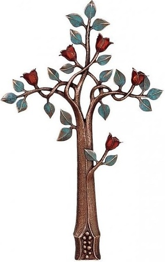 [ST-SK-60084] Bronzový kříž s krystalem na náhrobek, 56×35 cm