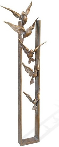 [ST-SK-60226] Bronzová socha Letiacich vtákov na náhrobok, 103×26 cm