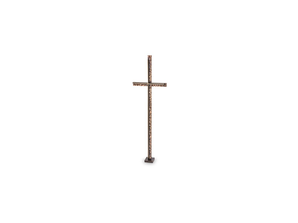 Náhrobní kříž s krystalem, bronz, 61×19 cm