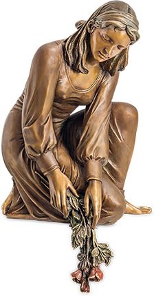 [ST-SK-84266] Bronzová socha Smútiaca žena na náhrobok, 78×37×47 cm