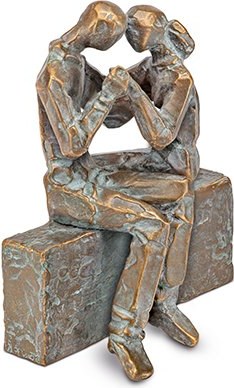 [ST-SK-84322] Bronze-Statue ein sitzendes Paar für Grabmal, 13,5×11,5×8 cm