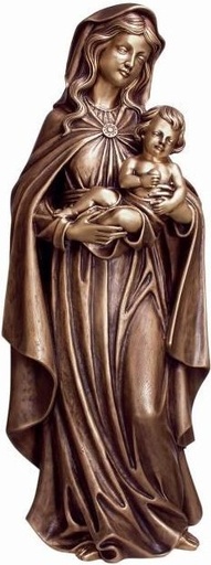 [ST-SK-85282] Bronzová socha Madona s dieťaťom na náhrobok, 87×34×26 cm