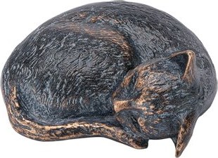 Bronzová spící kočka na dětský náhrobek, 3×6×5 cm