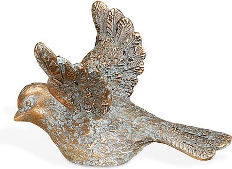 Bronzový ptáček na náhrobek, 6×8×9 cm