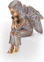 Bronzový sedící anjel na náhrobok, 14,5×6,5×10 cm alebo 19,5×9×14 cm