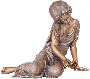 [ST-SK-87617] Bronzová socha Smútiaca s ružou, 37×42×31 cm