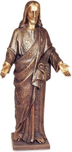 [ST-SK-88970] Bronzový Kristus požehnávajúci na náhrobok, 77×36 cm