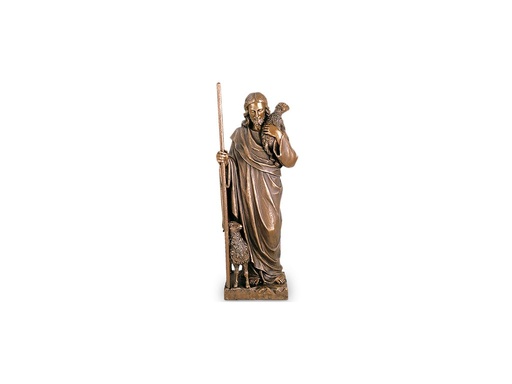[ST-SK-94840] Bronze-Statue Guter Hirte für Grabmal, 77×29×22 cm