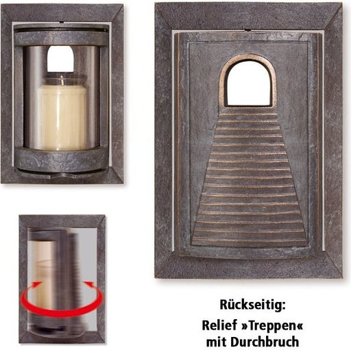 [ST-SK-LAT31] Bronze-Grablaterne mit Relief Stufen, 21×14×9 cm
