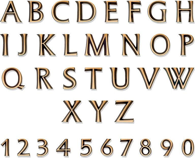 Grabbuchstaben Formal, Bronze, einzelne Buchstaben