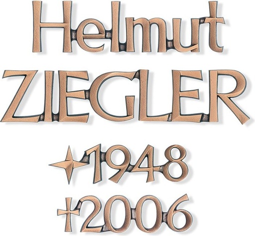 [ST-SK-SZ001] Grabinschrift Revant aus Bronze und Aluminium