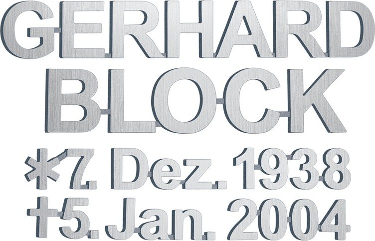 Bronzový nápis Gerhard Block na náhrobok