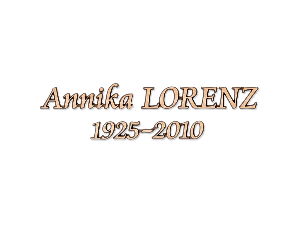 Náhrobní nápis Lorenz z bronzu a hliníku