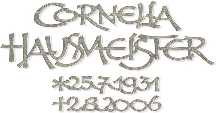 Náhrobný nápis Cornelia z bronzu, 6–9 mm
