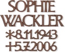 Grabinschrift Wackler, Bronze oder Aluminium, Stärke 6–15 mm