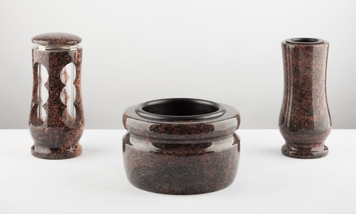 [MG-V40-M10-L11-G13] Friedhofs- Komplettset Nr. 2 – Vase, Grablaterne und Schale