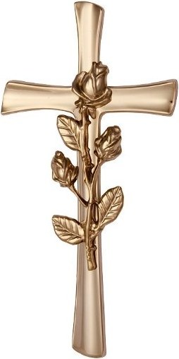 [A1249/BRO] Krížik klasický s ružou 29,5 (Bronz)
