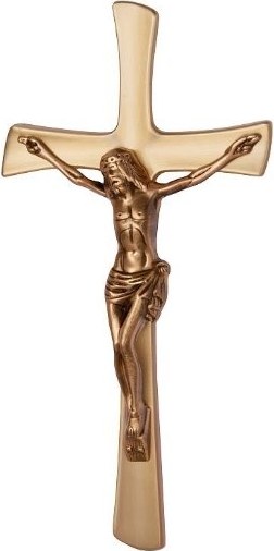 [A1339/BRO] Krížik tvarovaný plochý s Ježisom 25 (Bronz)